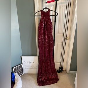 Sequin Tassel Sleeveless Split Bodycon Maxi Dresses